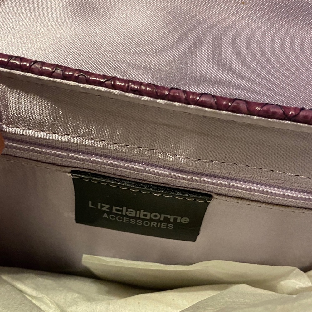 Plum Vintage Liz Claiborne Crocodile-Embossed Chain Bag - Picture 14 of 16